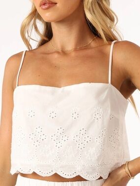Petal & Pup White Eyelet Cropped Top
